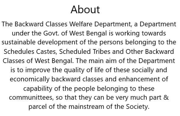 Backward Classes Welfare Department for Caste Certificate Application, West Bengal