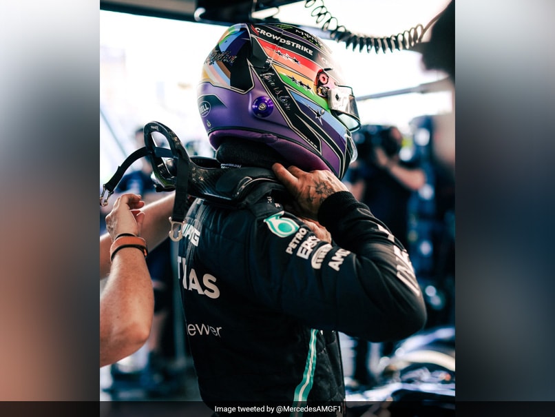 Hamilton Sports Rainbow Helmet As Mercedes Face Criticism Over Sponsor