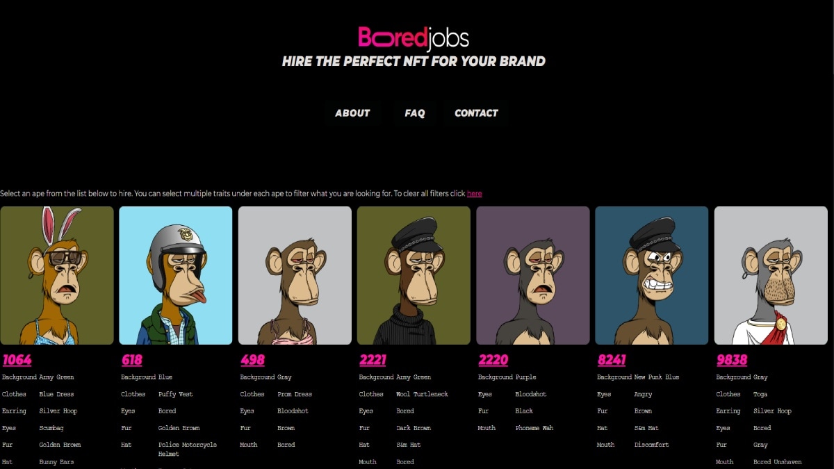‘Boredjobs’: Owners of Bored Ape Yacht Club NFTs Can Now List Them for Brand Hirings