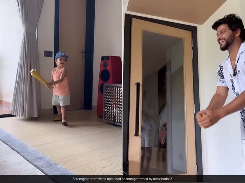 Viral Video: Suresh Raina Plays Cricket With Son Rio At Home, Internet Calls him “Next All-Rounder”