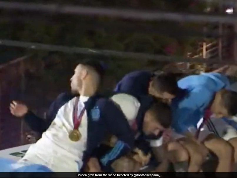 Video: Lionel Messi Among 5 Argentina Players Nearly Knocked Off Parade Bus
