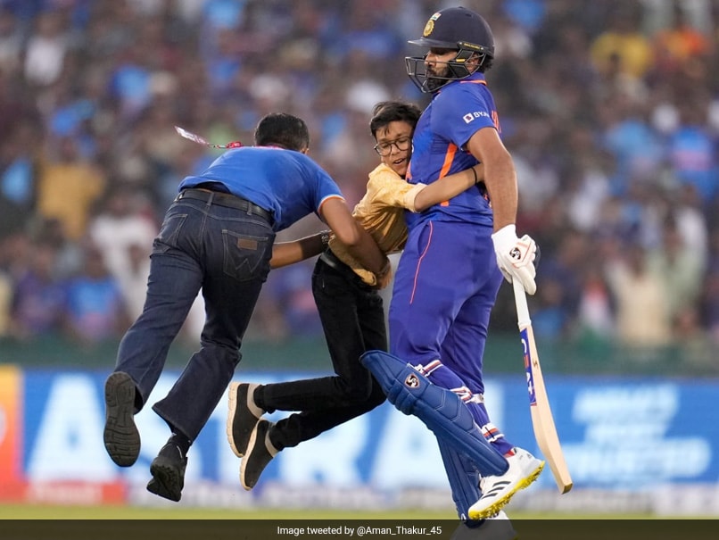India vs New Zealand – Watch: Young Fan Invades Pitch And Hugs Rohit Sharma, Skipper Nearly Falls During 2nd ODI
