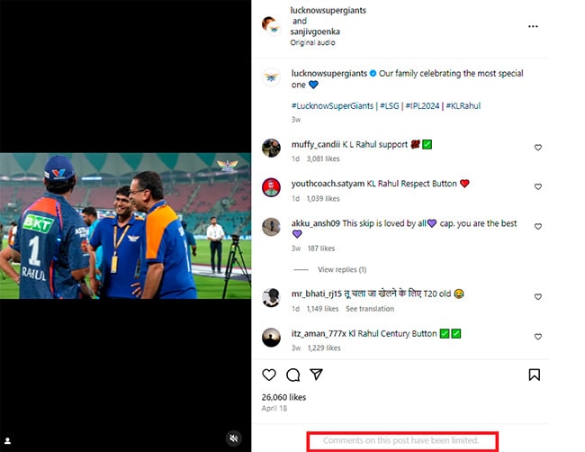 Sanjiv Goenka Disables Instagram Comments After KL Rahul Outburst Episode